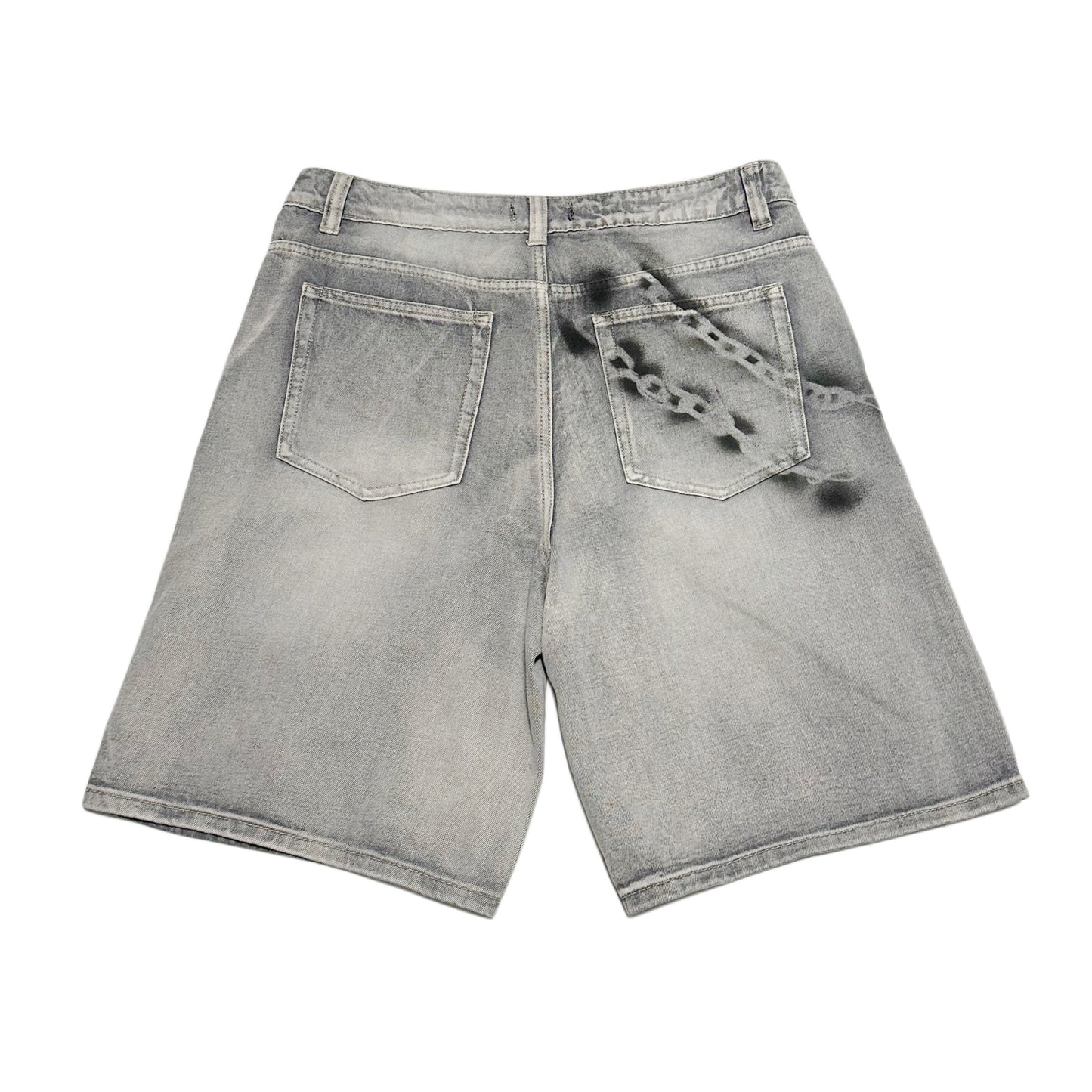 Street Cvltvr3 “Chained Shadows” Denim Shorts