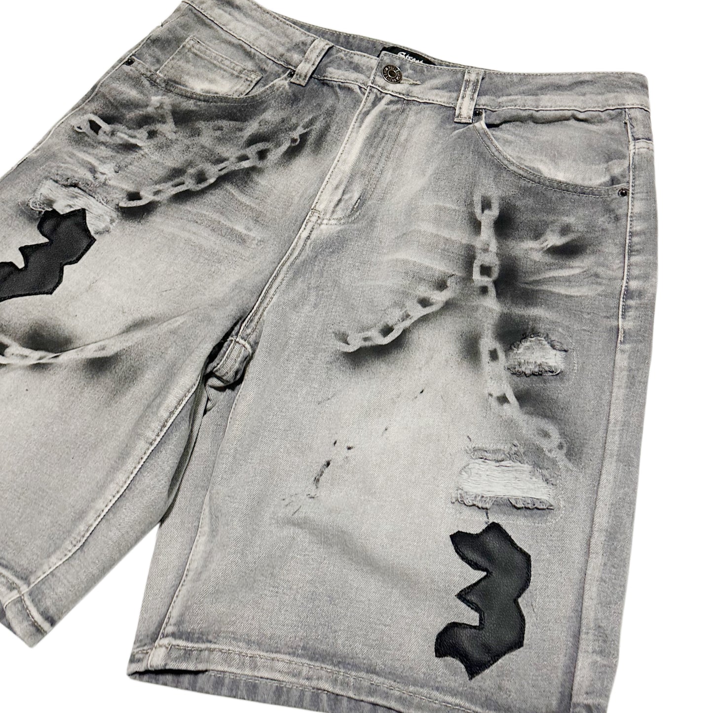 Street Cvltvr3 “Chained Shadows” Denim Shorts