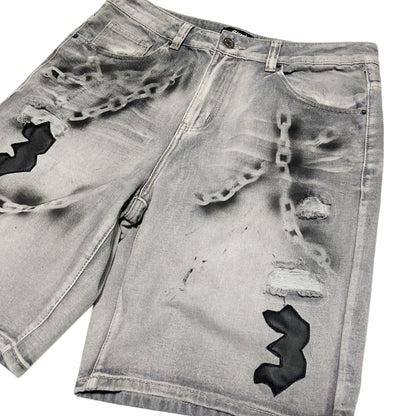 Street Cvltvr3 “Chained Shadows” Denim Shorts